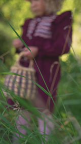 Mirabai Dress Mulberry Needlecord with Heather Haze Hand Smocking