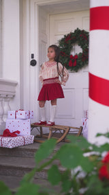 Annie Sullivan Skirt Scarlett Needlecord with Full Moon Hand Smocking