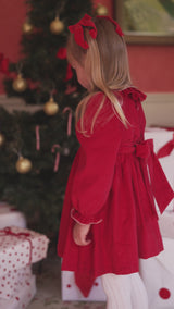 Jane Austen Romper Scarlett Needlecord with Tie a Ribbon In It Hand Smocking