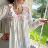 Small Betsy Fry Women's Blouse Cricket White Organic Cotton with Neon Pink Spot Hand Smocking Edition 7