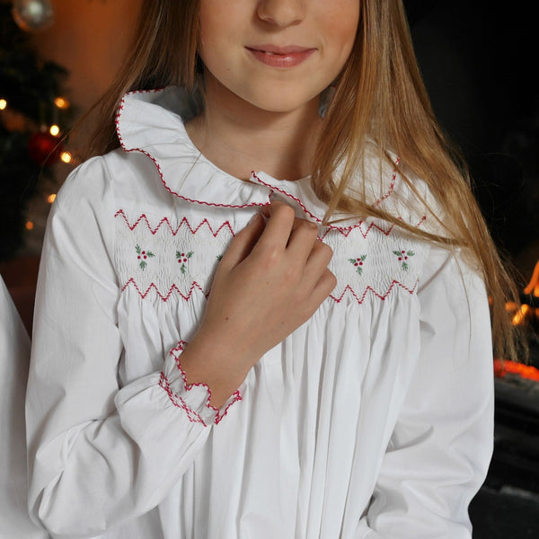 Nightingale Dress Moonstone with Holly Hand Smocking