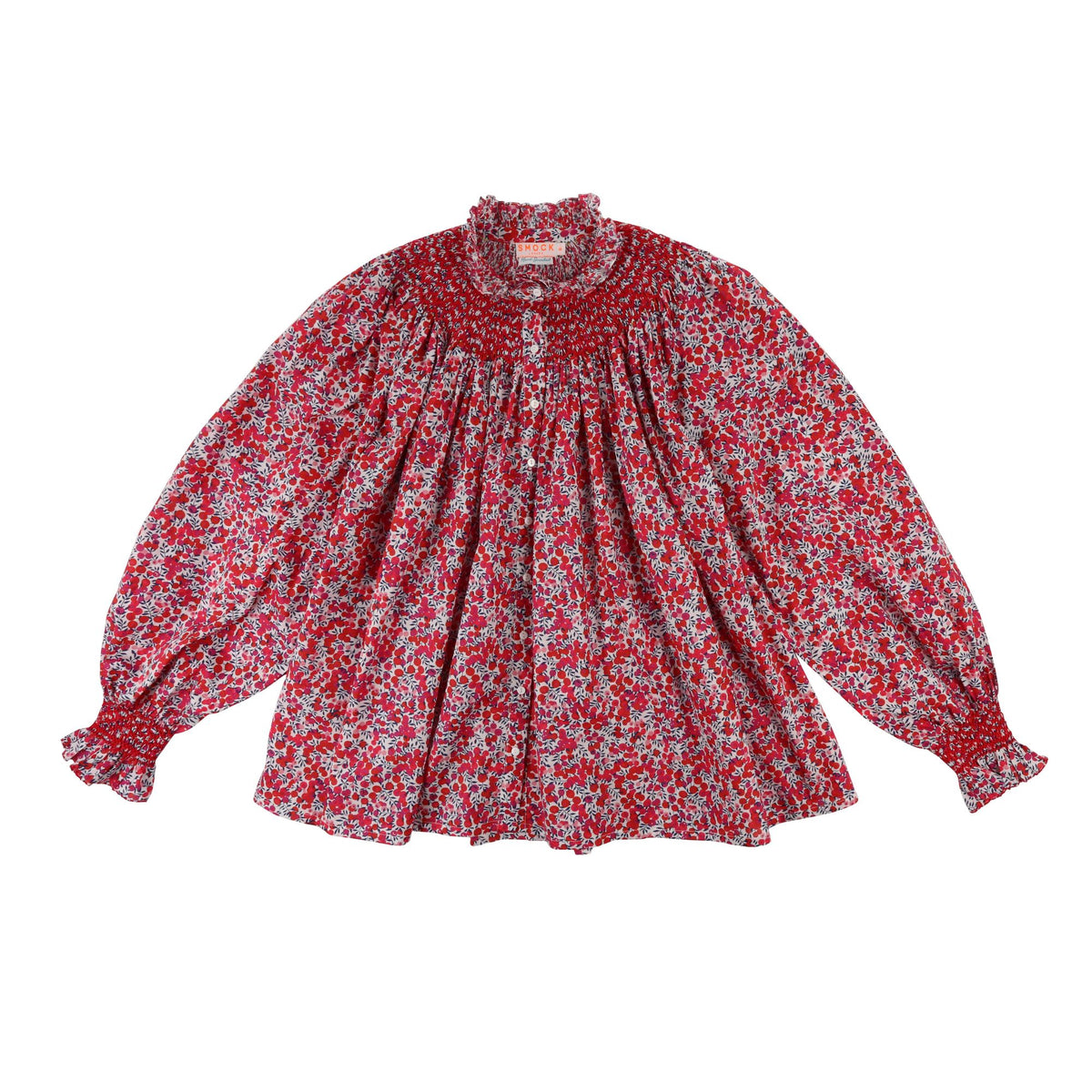 Small Scholl Women's Blouse with Santa Hand Smocking made with Liberty Wiltshire Fabric Edition 5