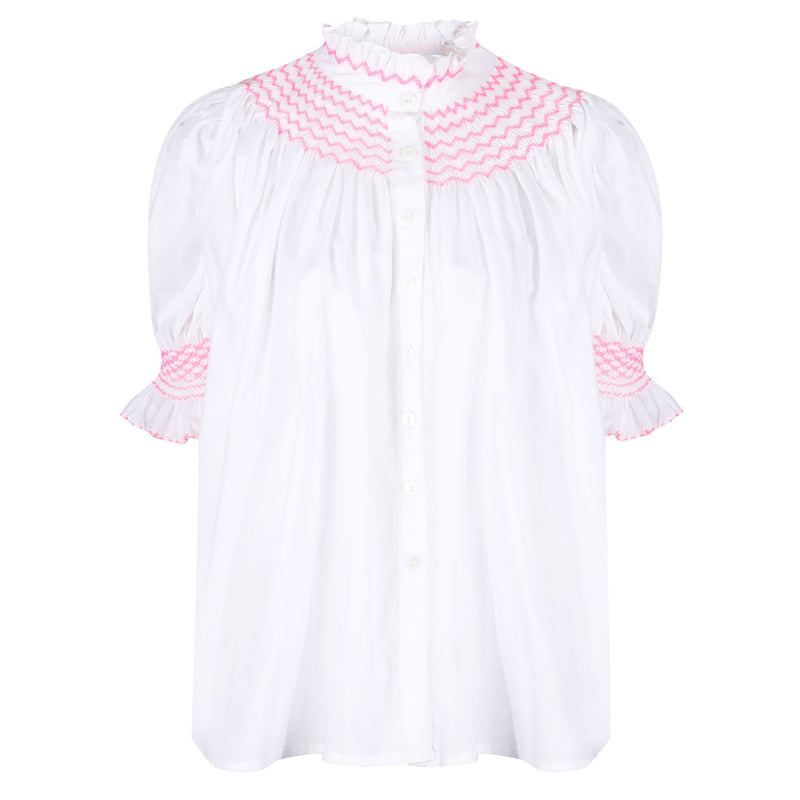 Scholl Women's Summer Blouse White with Girl About Town Hand Smocking Edition 10