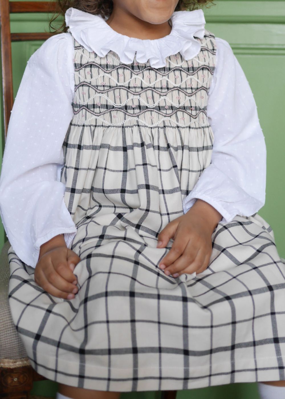 6-8y Tubman Pinafore Checkmate with Palais Royale Hand Smocking
