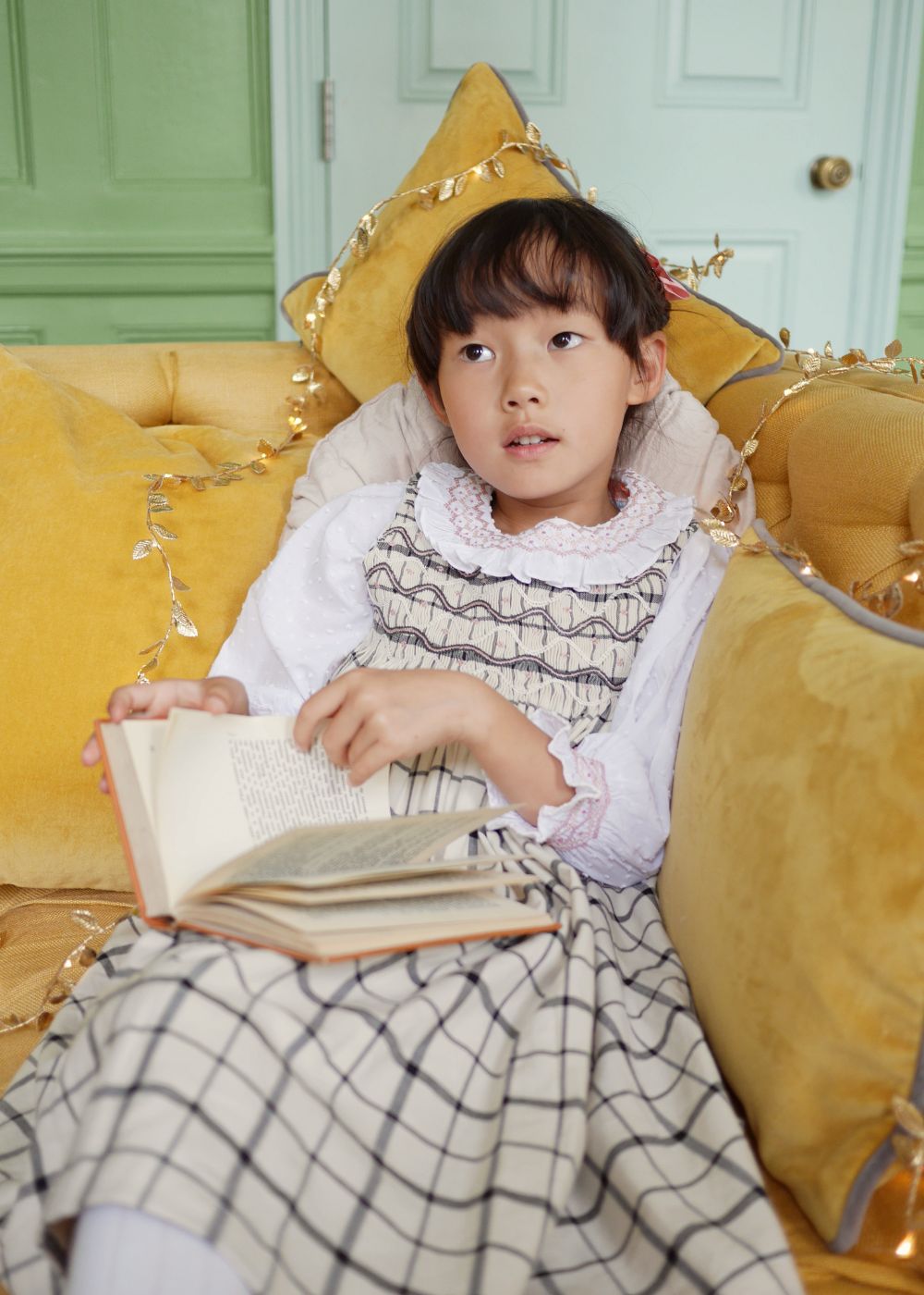 6-8y Tubman Pinafore Checkmate with Palais Royale Hand Smocking