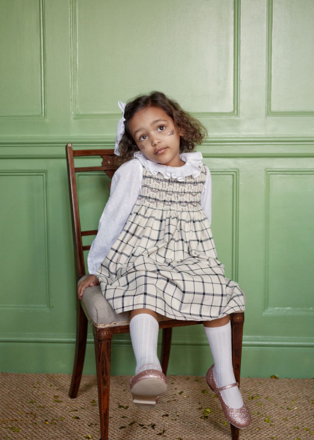 6-8y Tubman Pinafore Checkmate with Palais Royale Hand Smocking