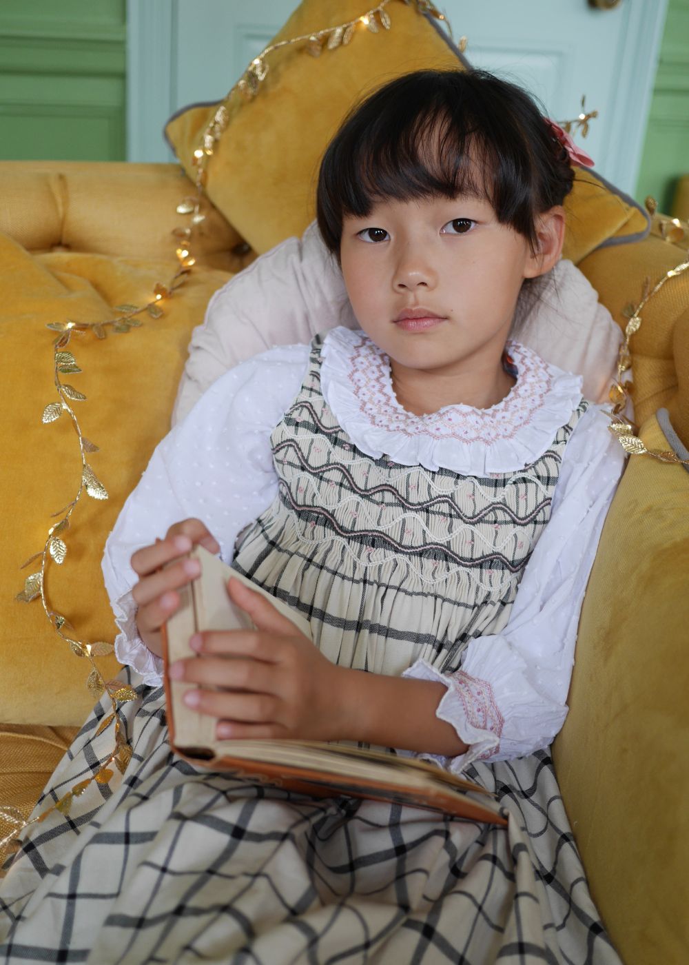 6-8y Tubman Pinafore Checkmate with Palais Royale Hand Smocking