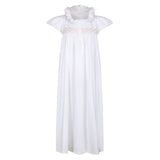 Women's Nightingale Night Dress Moonstone Short Flutter Sleeves with Mermaid Tail Seashell Hand Smocking