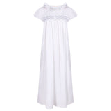 Women's Nightingale Dress Moonstone Short Flutter Sleeves with Mermaid Tail Forget Me Not Hand Smocking