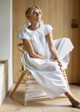 Women's Nightingale Night Dress Moonstone Short Flutter Sleeves with Mermaid Tail Seashell Hand Smocking
