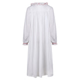 Women's Nightingale Dress Moonstone with Scarlet Bows Hand Smocking