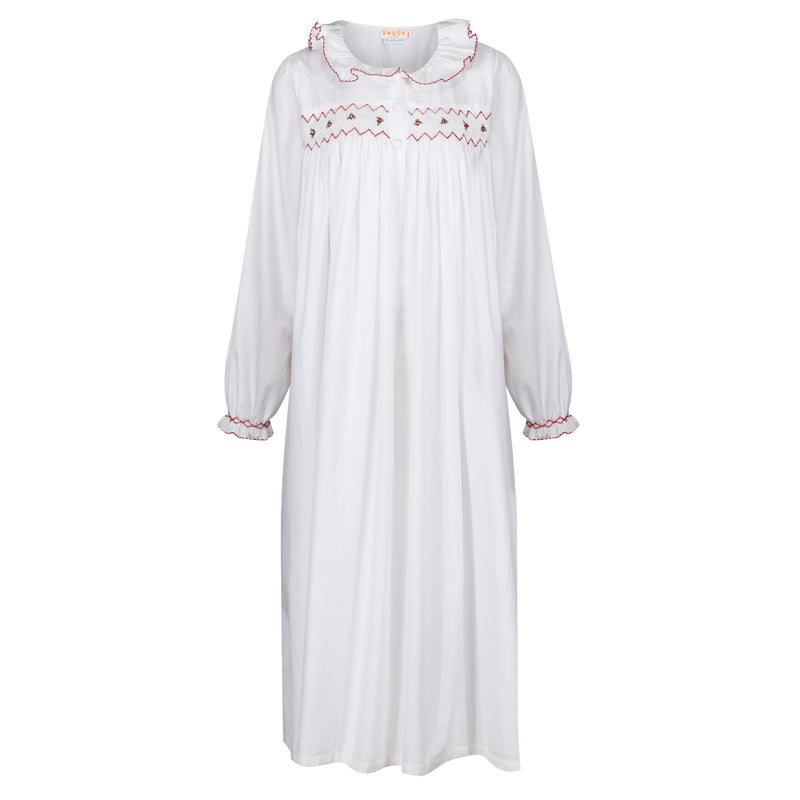 Women's Nightingale Night Dress Moonstone with Holly Hand Smocking